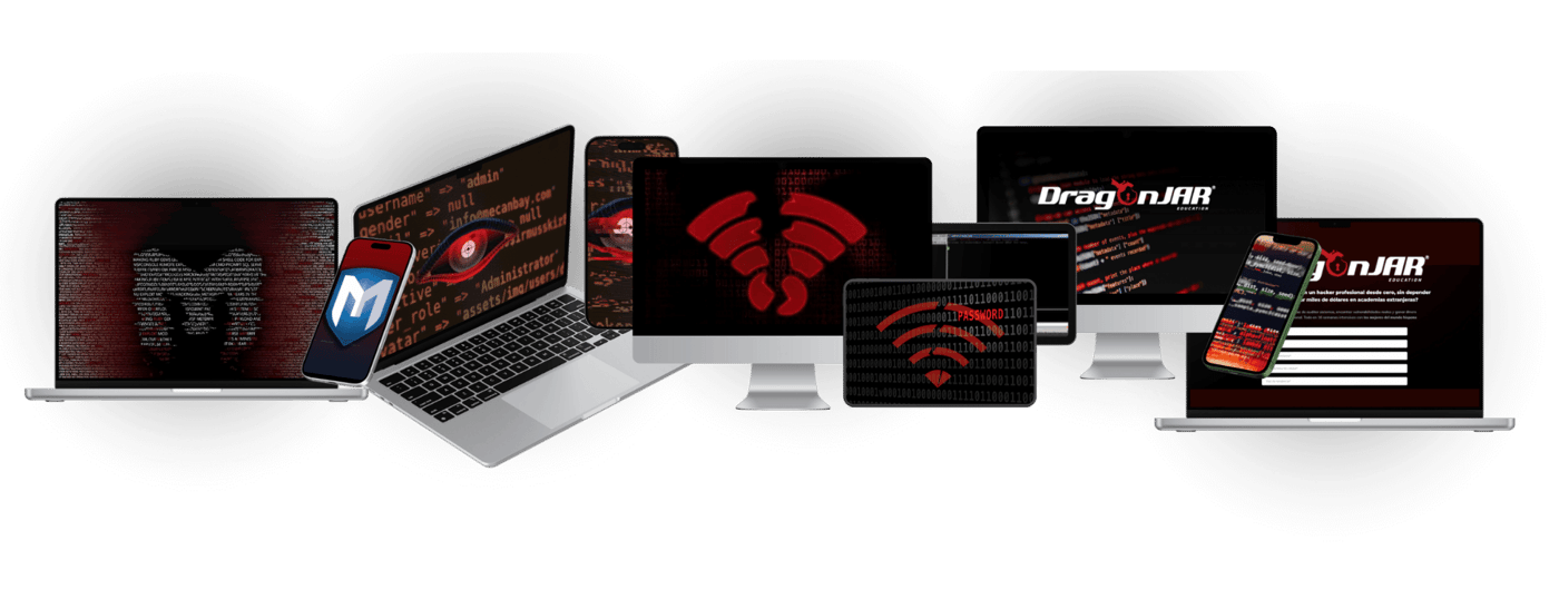 Materiales del Diplomado de seguridad informática ofensiva en portátiles, pantallas y celulares