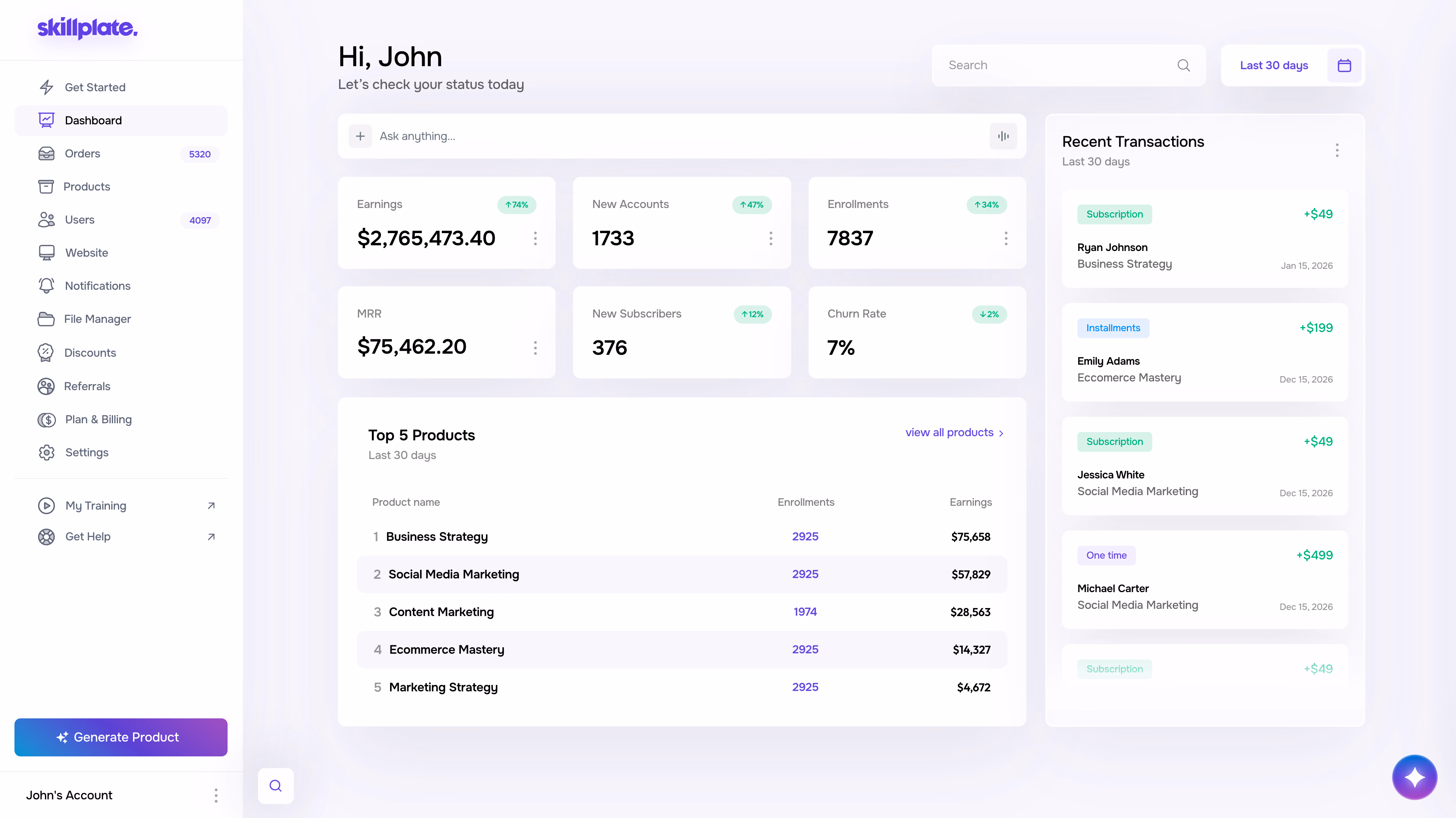 Admin Panel screenshot