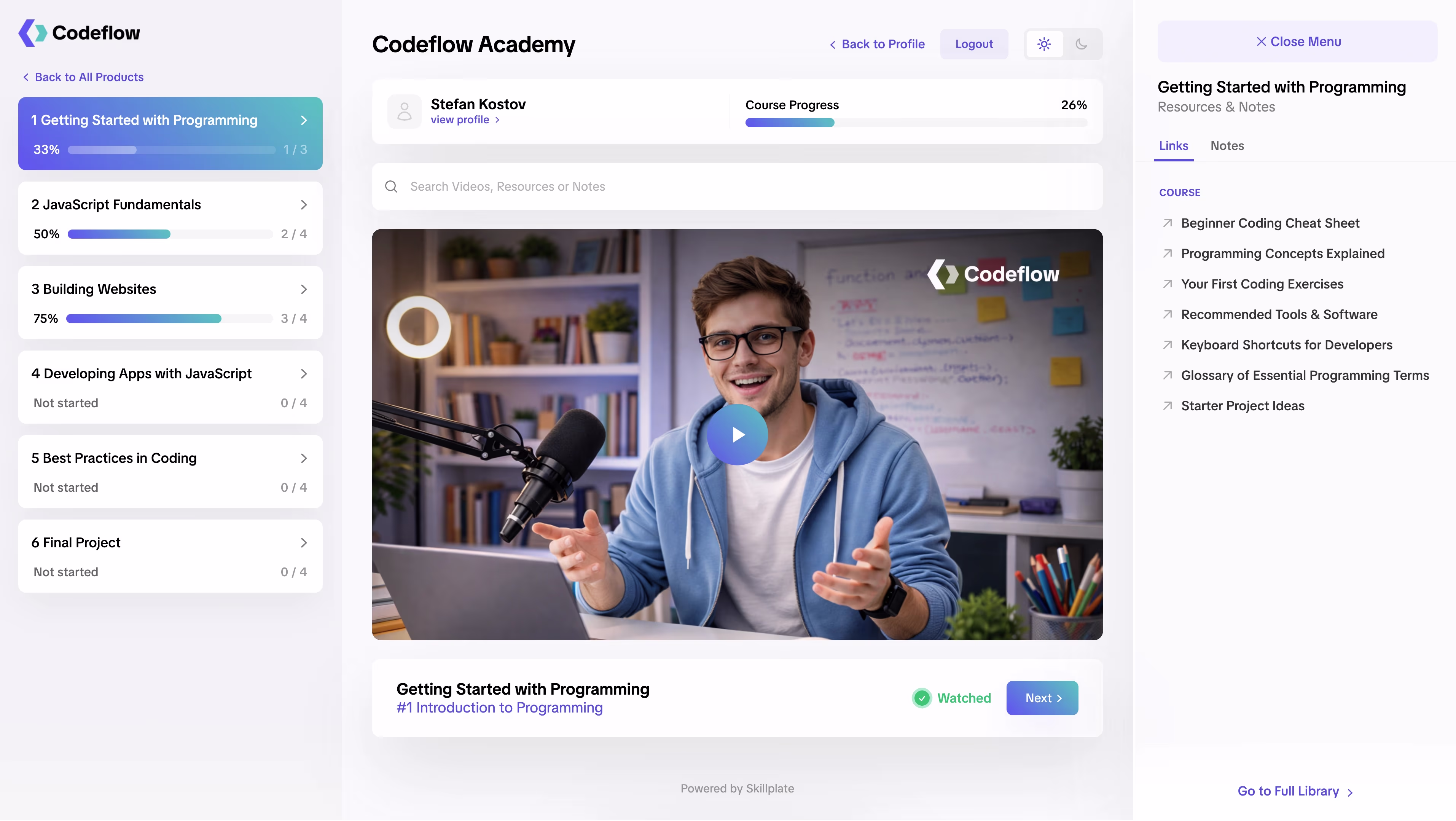 Members Area screenshot
